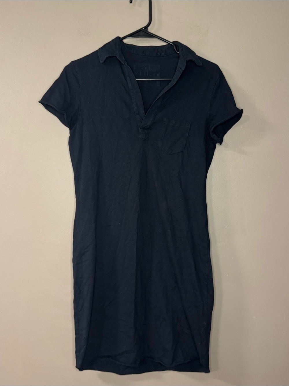 Frank & Eileen Lauren Polo Dress Women XS Black Cotton V-Neck Short Sleeve